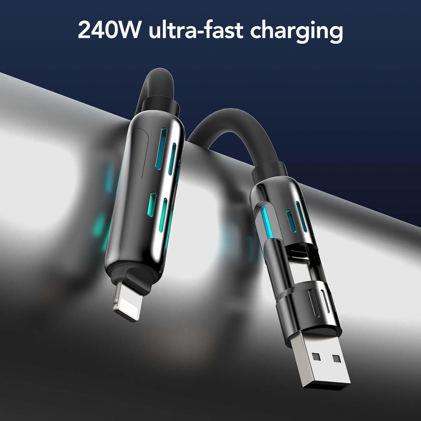 ChargeMaster™ 240W 4-in-1 USB-C Fast Charging Cable  – Universal 4-Device Compatibility