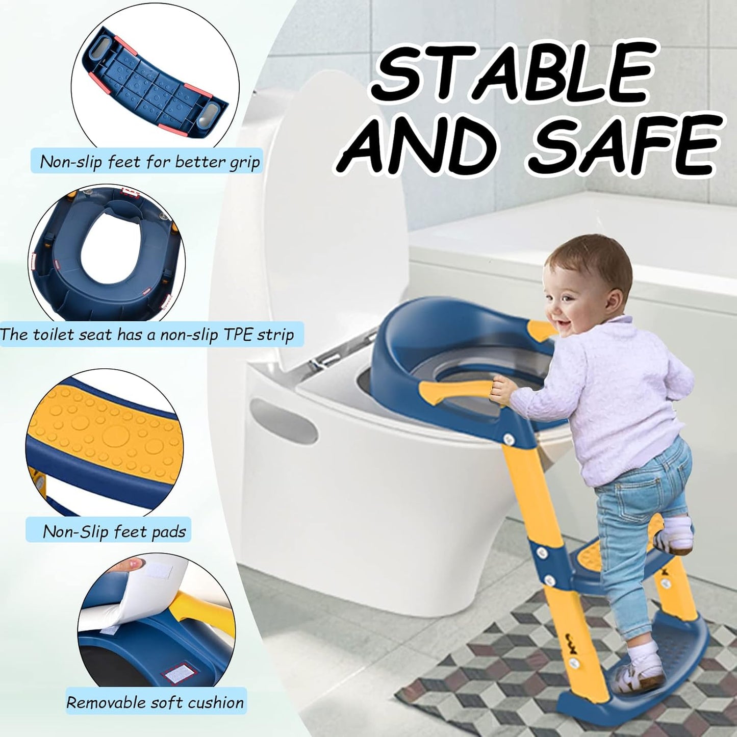 TinyStep™ Kids Adjustable  Toilet Training Ladder Seat