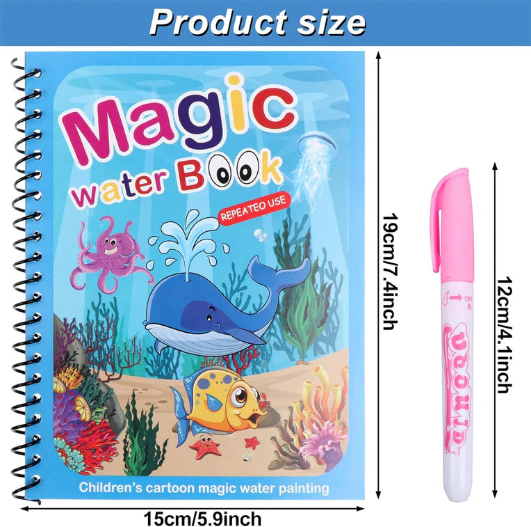 WaterWonder™ Magic Water Book – Reusable, Mess-Free Coloring (4 Books & 4 Pens)