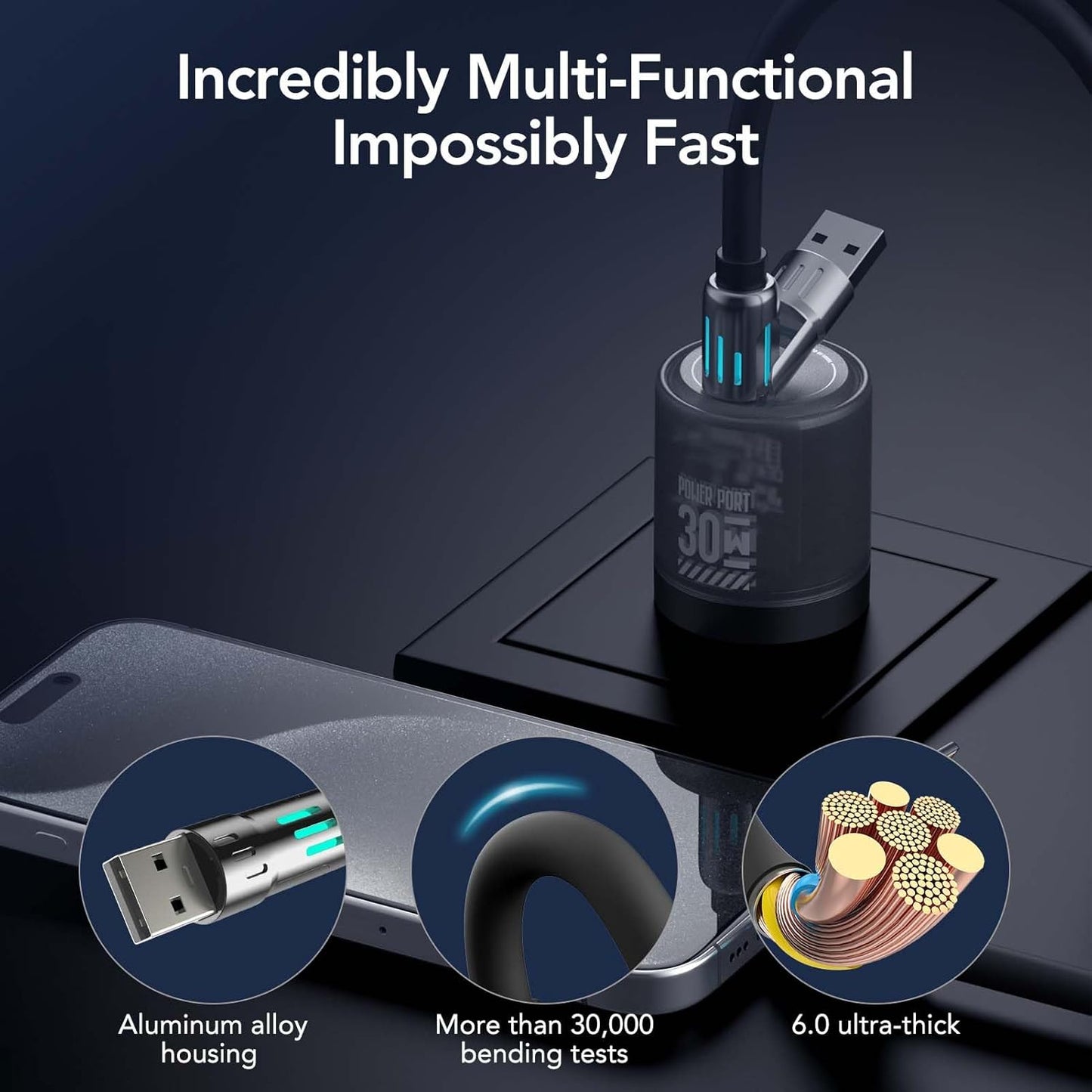 ChargeMaster™ 240W 4-in-1 USB-C Fast Charging Cable  – Universal 4-Device Compatibility