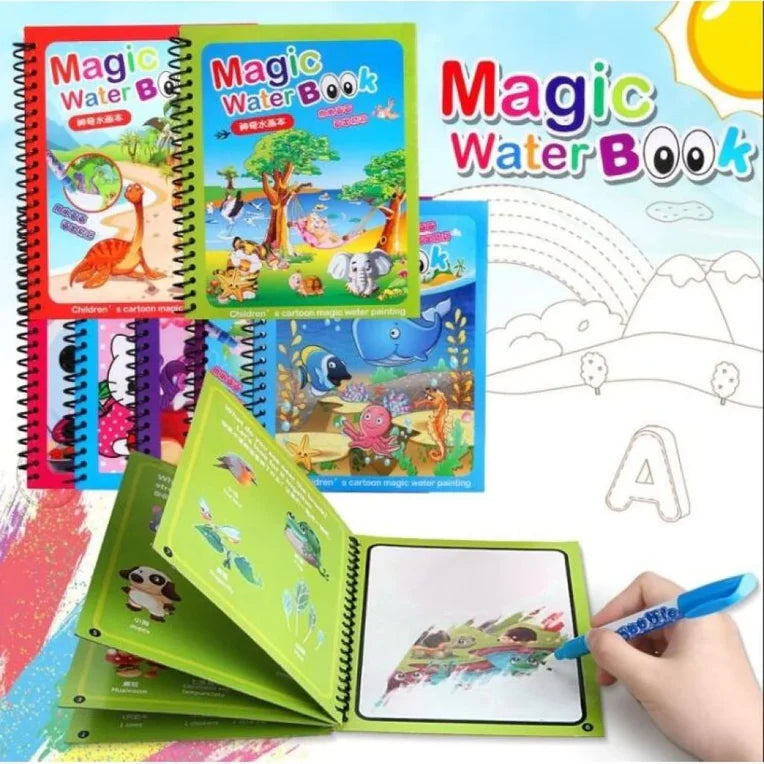 WaterWonder™ Magic Water Book – Reusable, Mess-Free Coloring (4 Books & 4 Pens)