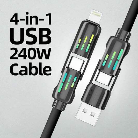 ChargeMaster™ 240W 4-in-1 USB-C Fast Charging Cable  – Universal 4-Device Compatibility
